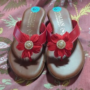 Italian Shoemakers Red Floral Sandals